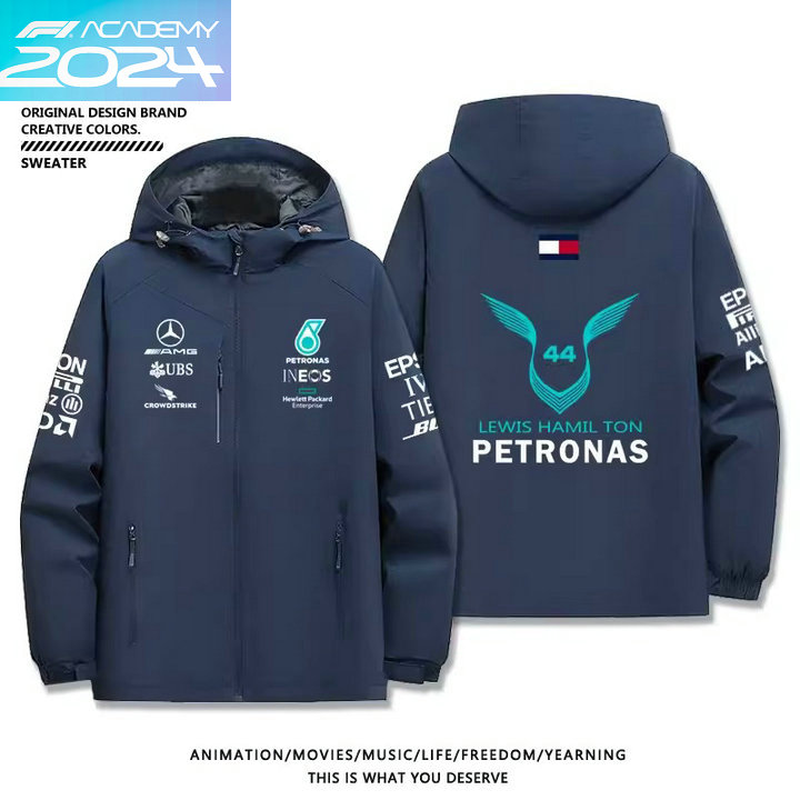 2024 Veste Hiver Mercedes AMG Petronas F1 No.44 Lewis Hamilton Capuche Homme